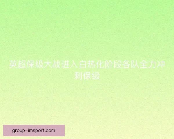 英超保级大战进入白热化阶段各队全力冲刺保级
